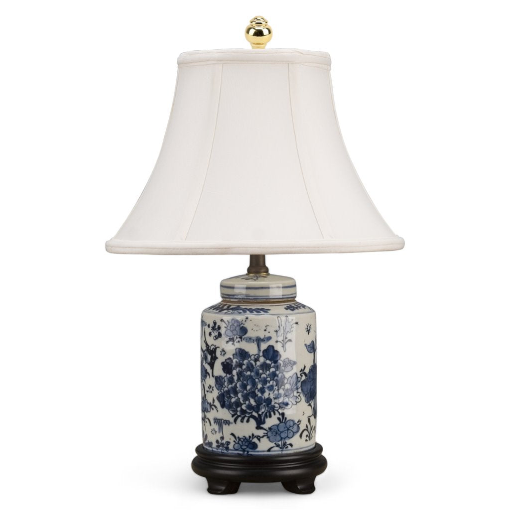 Danny's Fine Porcelain Round Tea Jar Lamp- Blue & White Flower(108-12-Be)