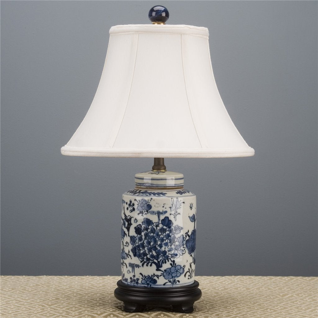 Danny's Fine Porcelain Round Tea Jar Lamp- Blue & White Flower(108-12-Be)