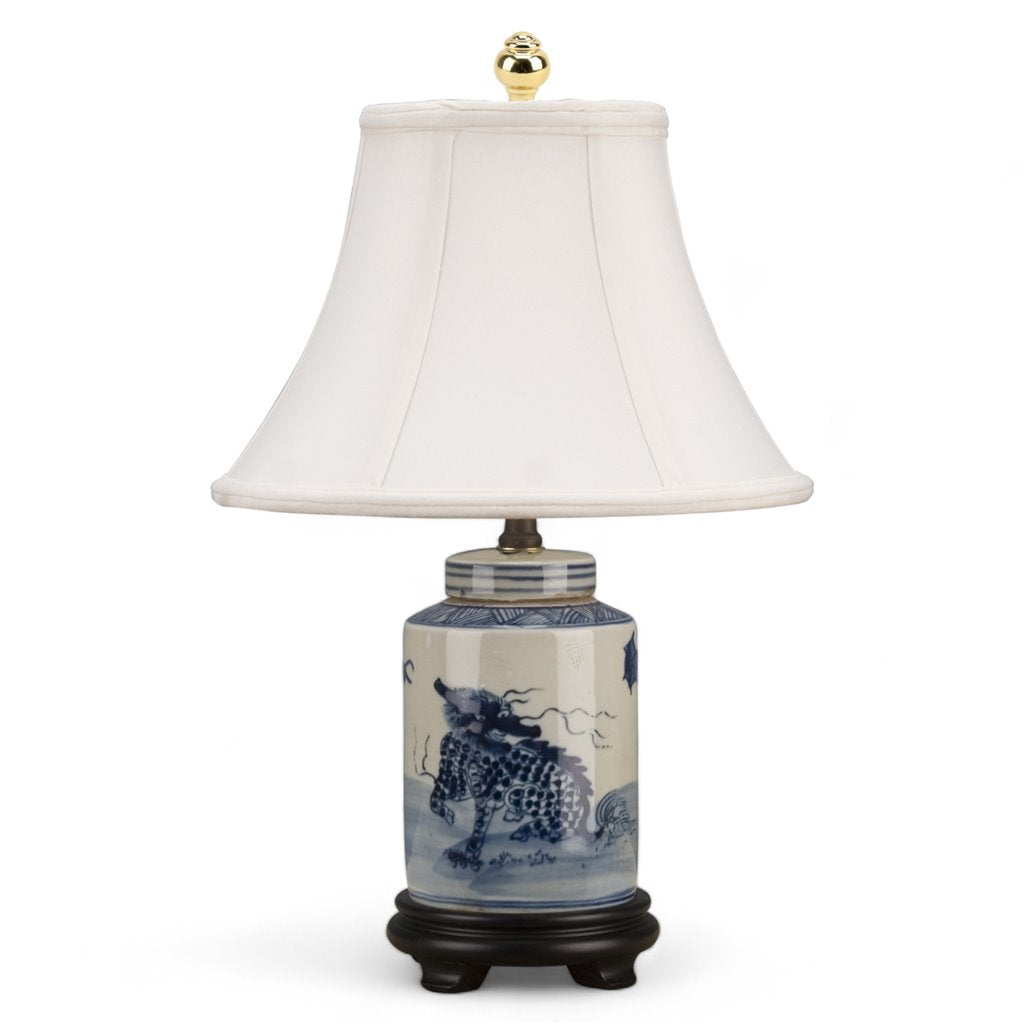 Danny's Fine Porcelain Round Tea Jar Lamp- Blue & White Kirin