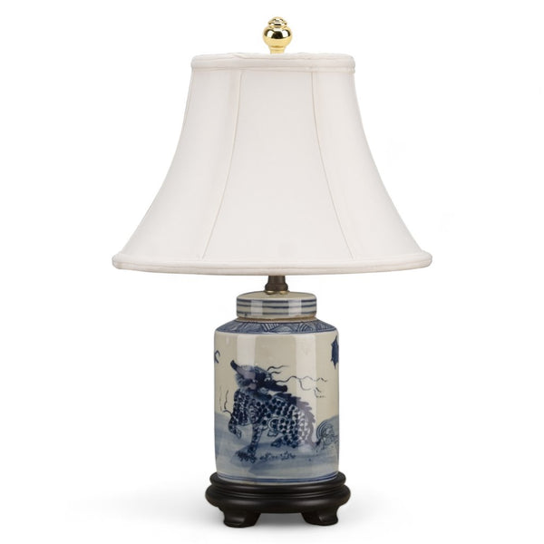Danny's Fine Porcelain Round Tea Jar Lamp- Blue & White Kirin