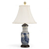 Danny's Fine Porcelain Blue & White Porcelain Lamp Features the Fu Lu Shou Three Star Gods