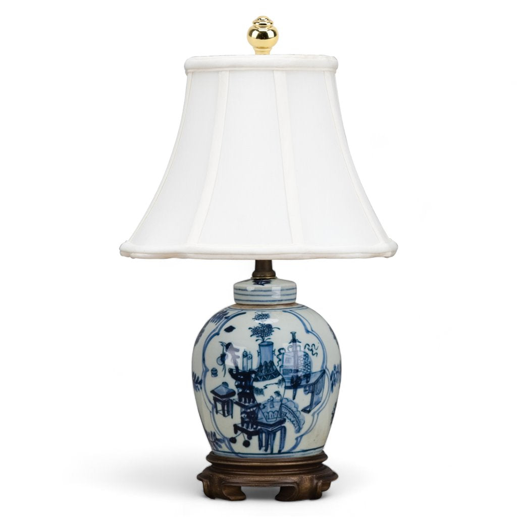Danny's Fine Porcelain Blue & White Bulb Jar Lamp (317-10-Be) Loc:[009-20]