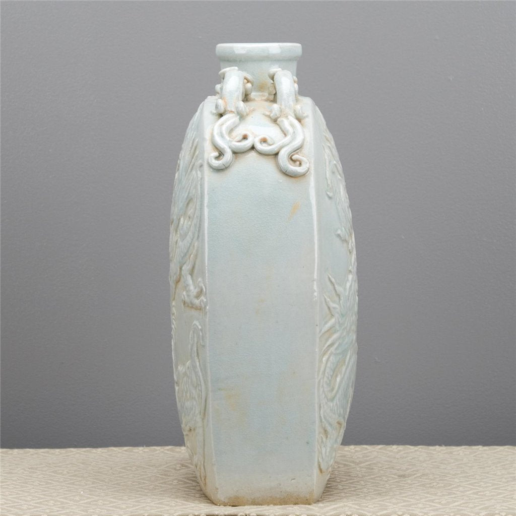 Danny's Fine Porcelain Carved Flat Vase-Dragon