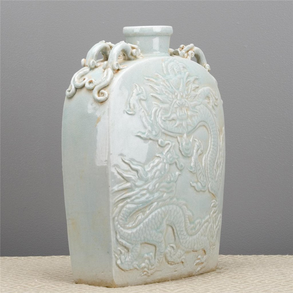 Danny's Fine Porcelain Carved Flat Vase-Dragon