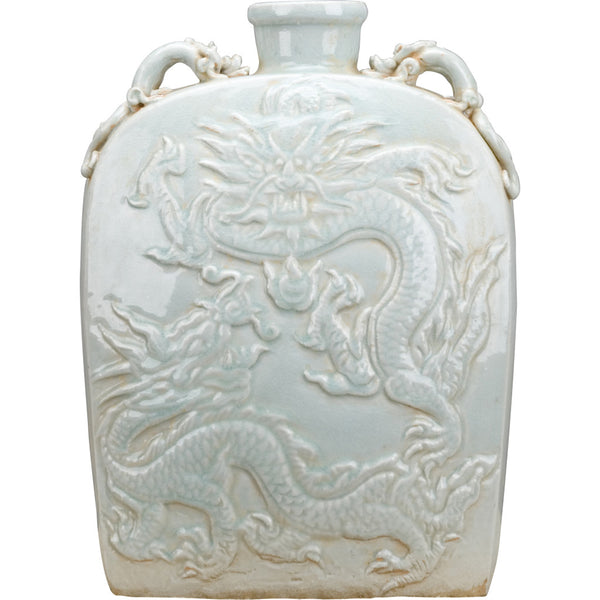 Danny's Fine Porcelain Carved Flat Vase-Dragon