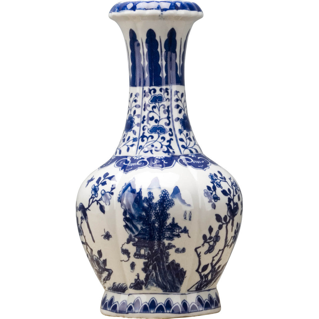 Danny's Fine Porcelain Blue & White Scallop Vase