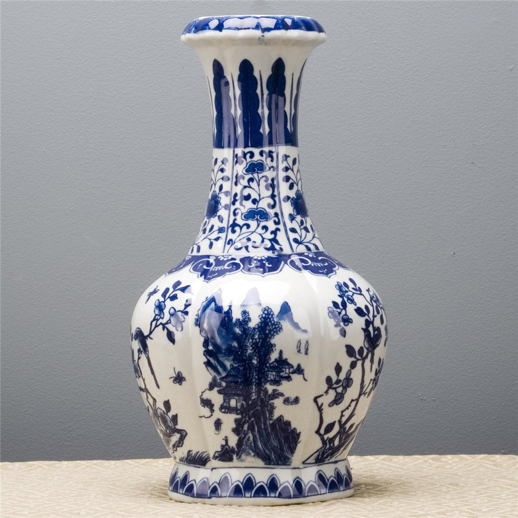 Danny's Fine Porcelain Blue & White Scallop Vase