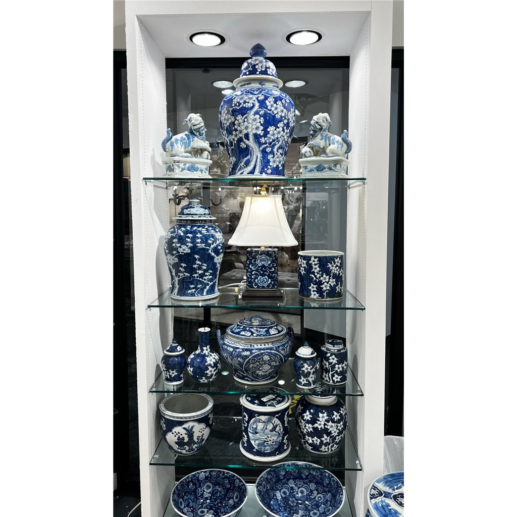 Danny's Fine Porcelain Blue & White Lidded Box Ducks and Lotus