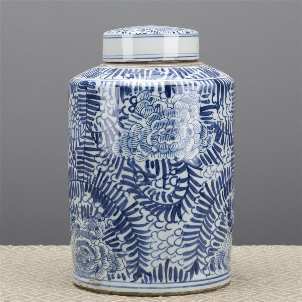 Danny's Fine Porcelain Blue & White Tea Caddy -Rolling Petal
