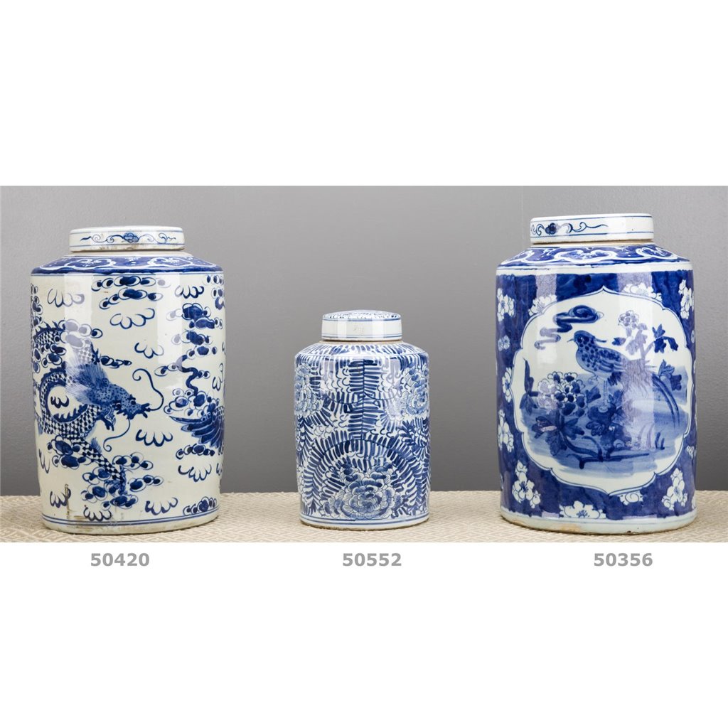Danny's Fine Porcelain Blue & White Tea Caddy -Rolling Petal