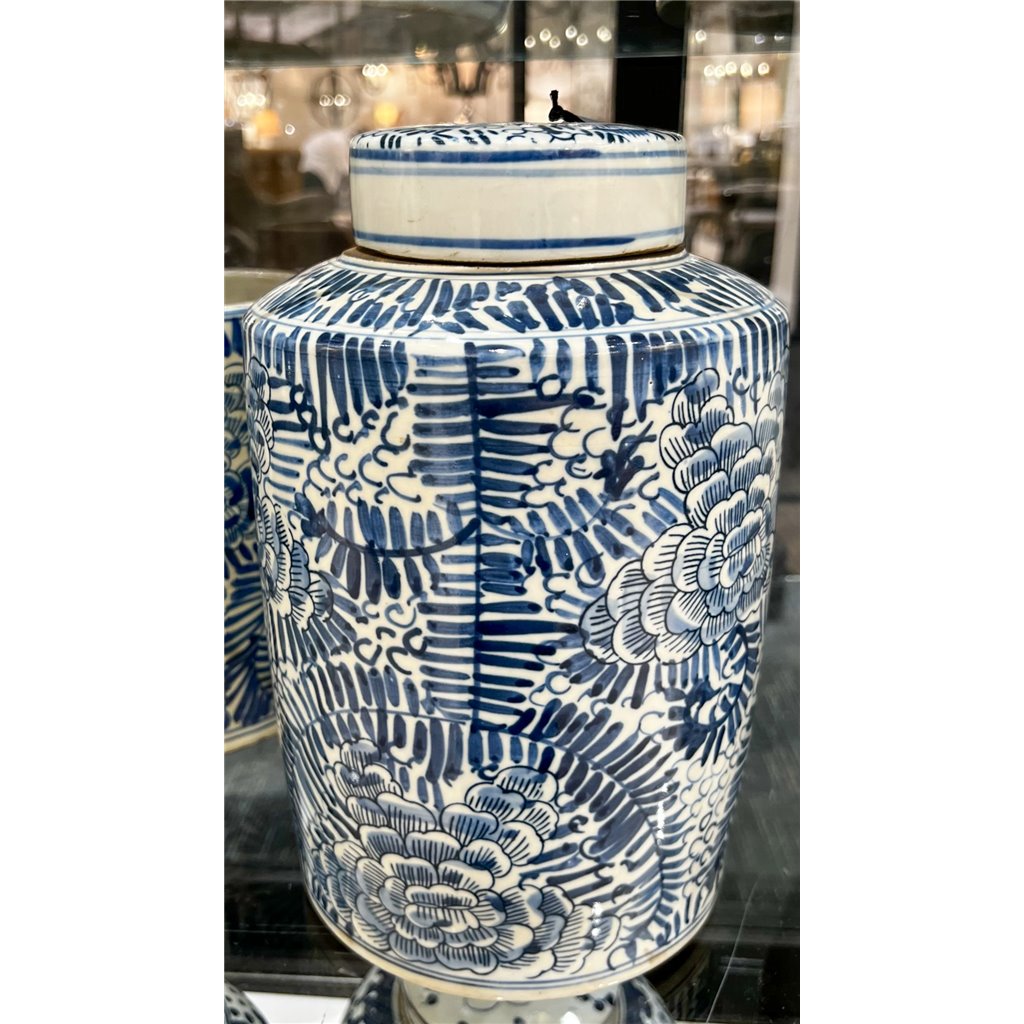 Danny's Fine Porcelain Blue & White Tea Caddy -Rolling Petal