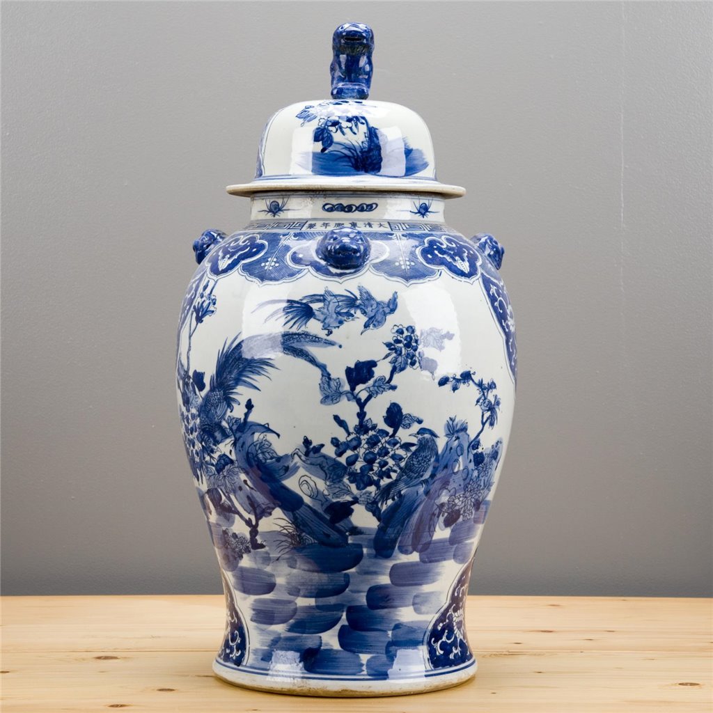 Danny's Fine Porcelain Blue & White Large Temple Jar