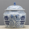 Danny's Fine Porcelain Blue & White Lidded Double Happiness Jar