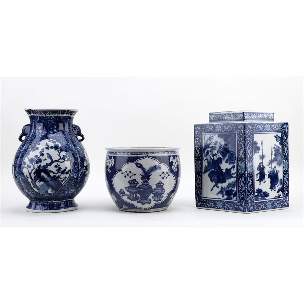 Danny's Fine Porcelain Round Pot Blue Village