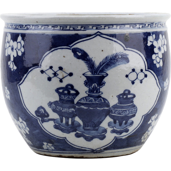Danny's Fine Porcelain Round Pot Blue Village