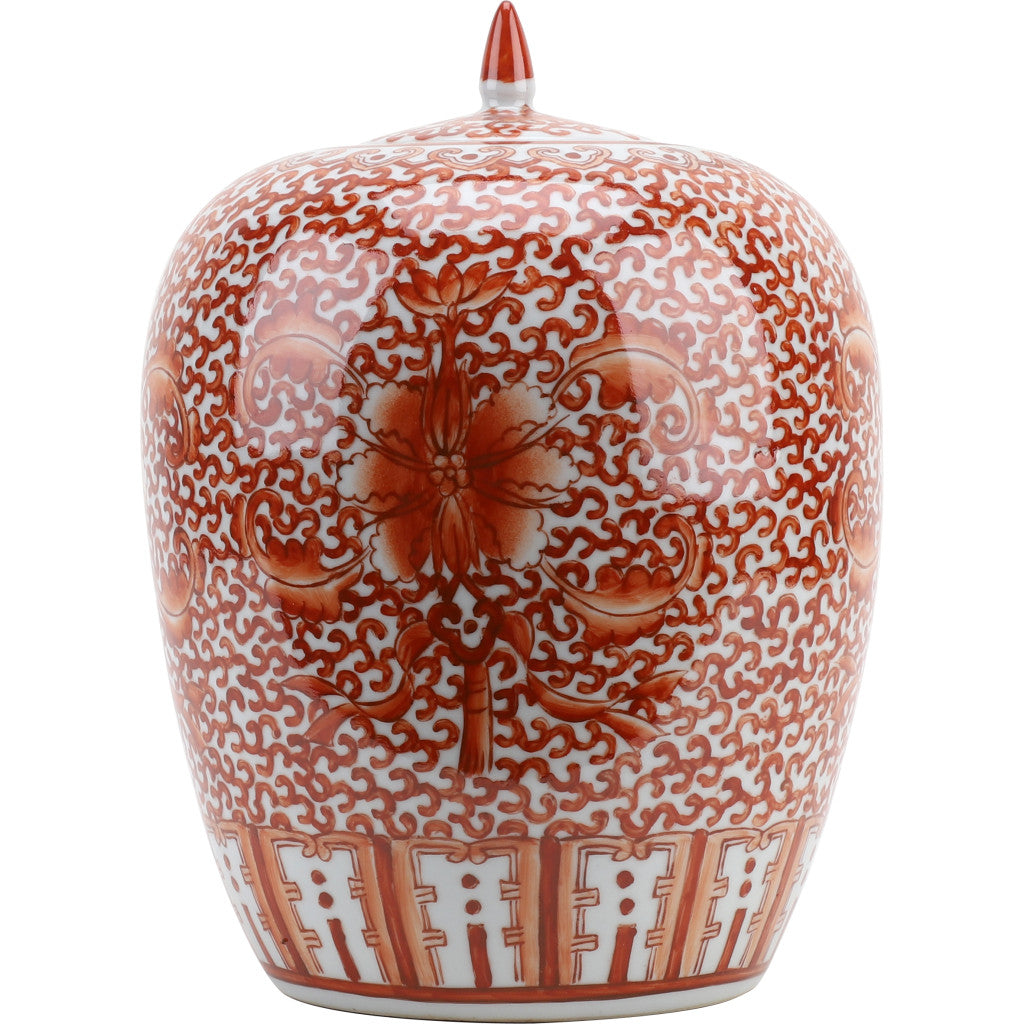 Danny's Fine Porcelain Mellon Jar Red Filigree