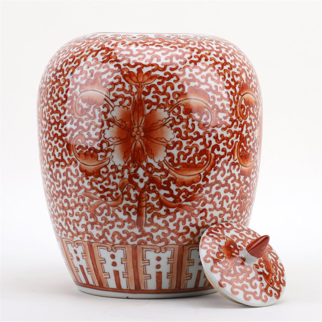Danny's Fine Porcelain Mellon Jar Red Filigree
