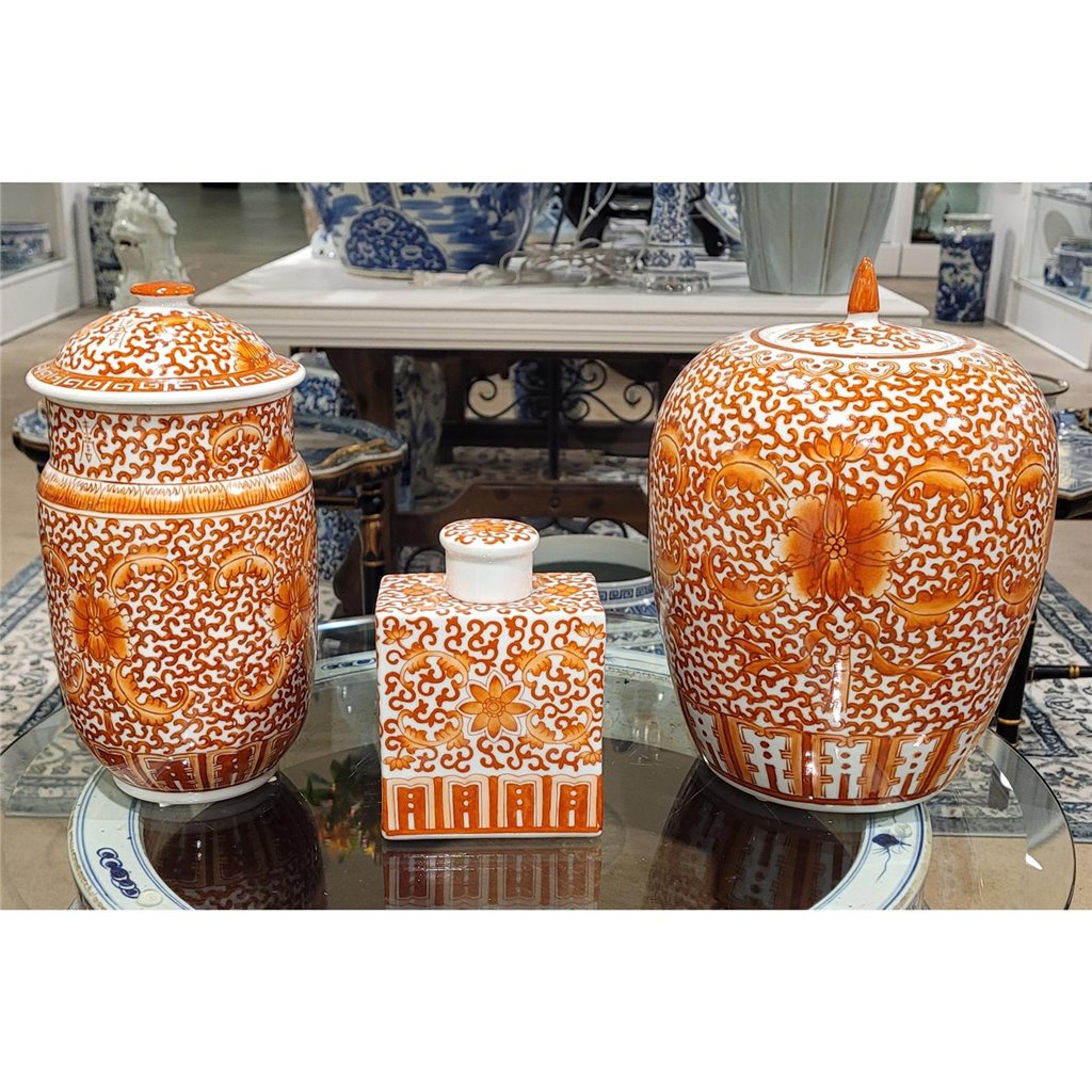 Danny's Fine Porcelain Mellon Jar Red Filigree
