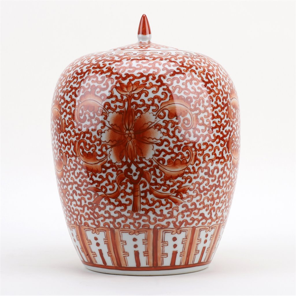 Danny's Fine Porcelain Mellon Jar Red Filigree