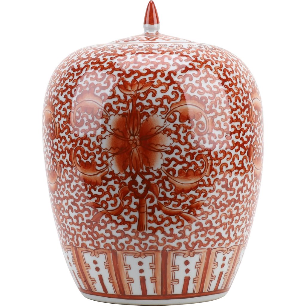 Danny's Fine Porcelain Mellon Jar Red Filigree