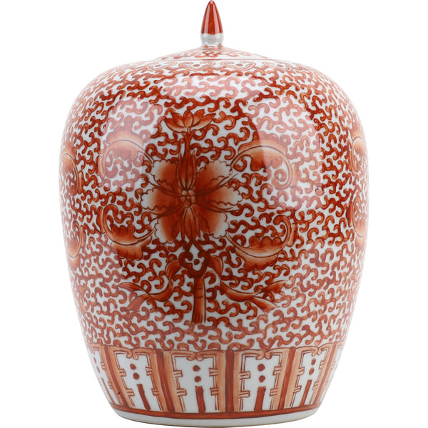 Danny's Fine Porcelain Mellon Jar Red Filigree