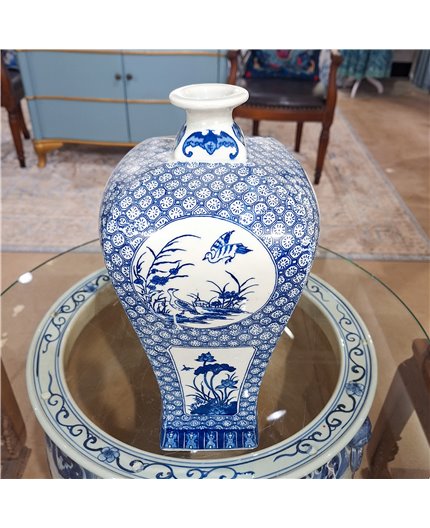 Danny's Fine Porcelain Plum Vase -Blue & White