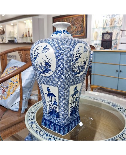 Danny's Fine Porcelain Plum Vase -Blue & White