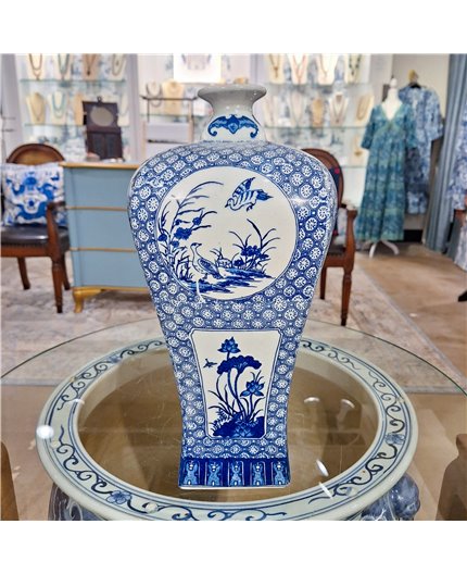 Danny's Fine Porcelain Plum Vase -Blue & White