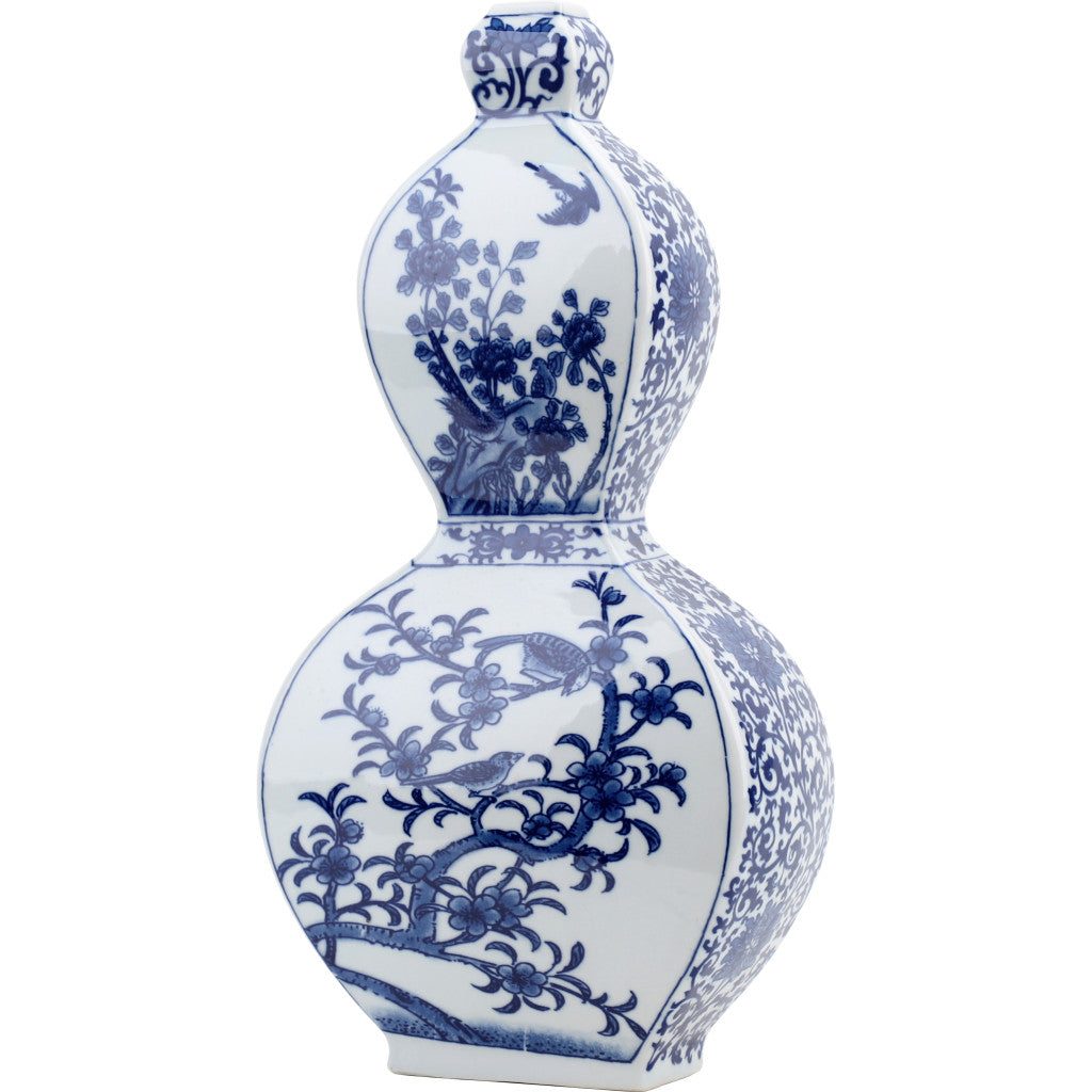 Danny's Fine Porcelain Flatten Gourd Vase -Blue & White
