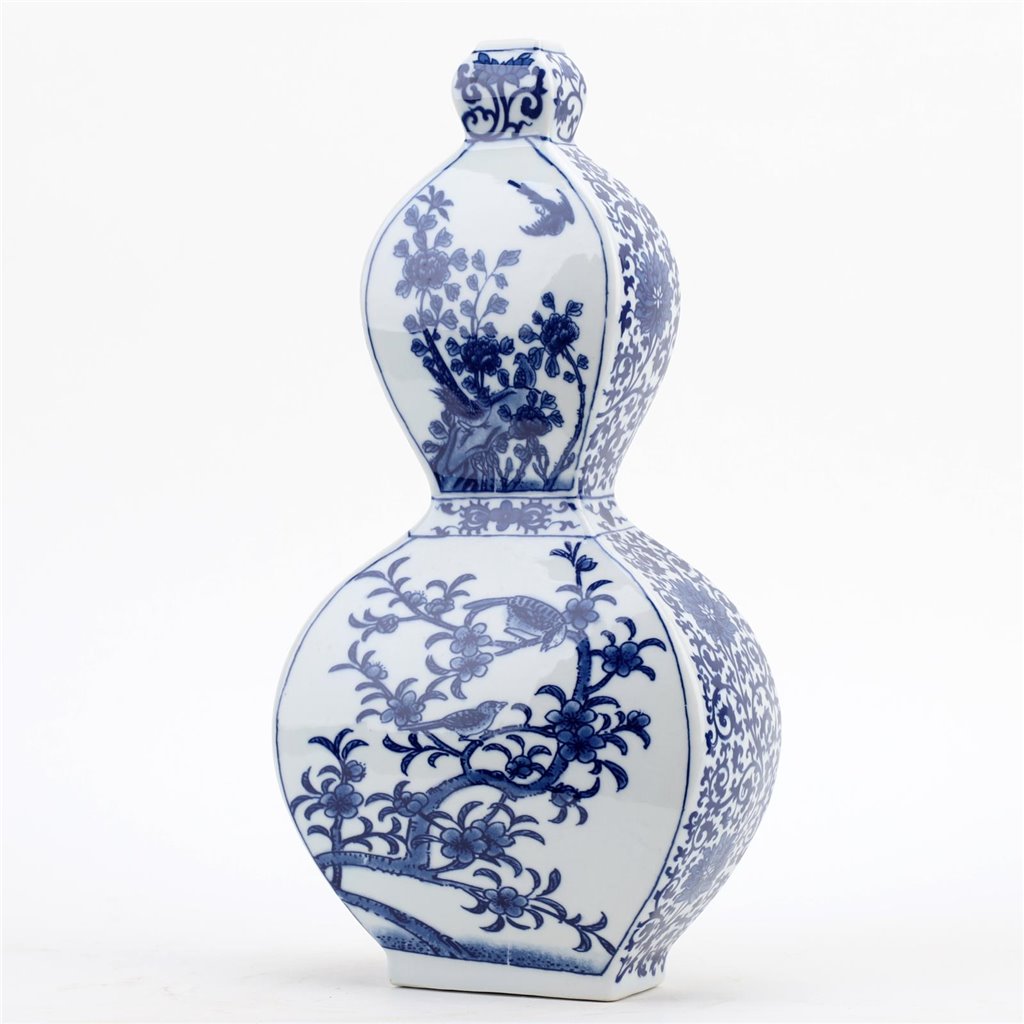 Danny's Fine Porcelain Flatten Gourd Vase -Blue & White