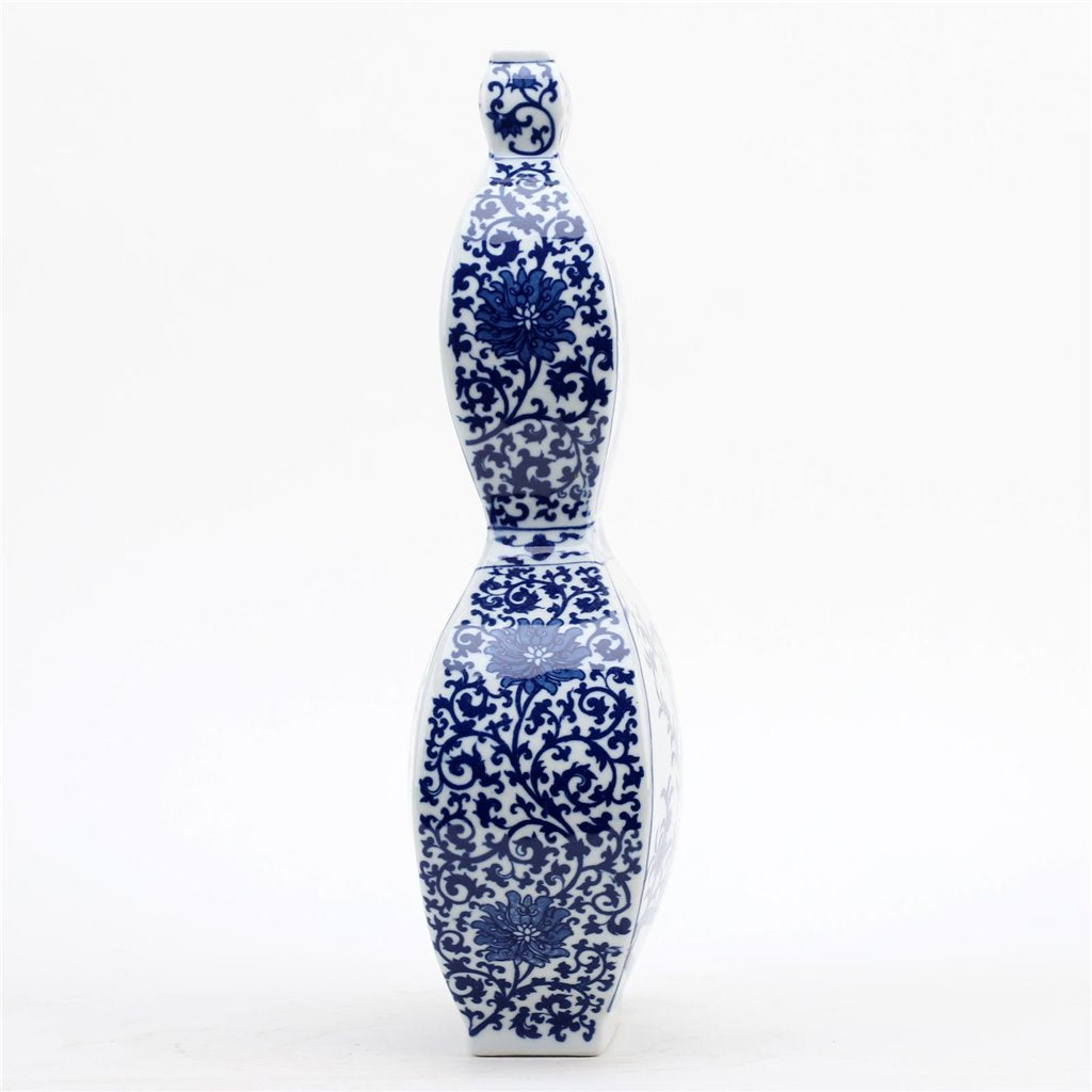 Danny's Fine Porcelain Flatten Gourd Vase -Blue & White