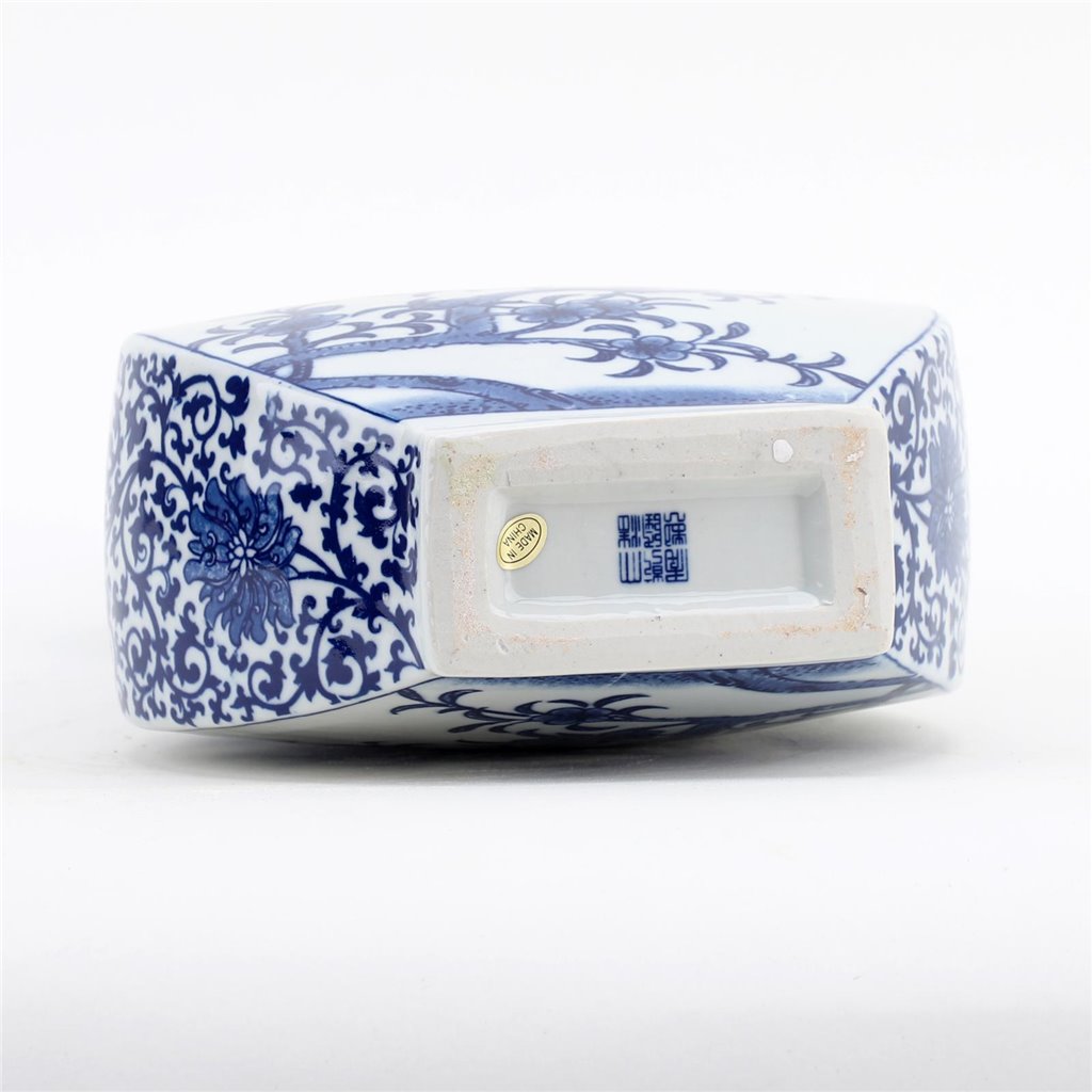 Danny's Fine Porcelain Flatten Gourd Vase -Blue & White