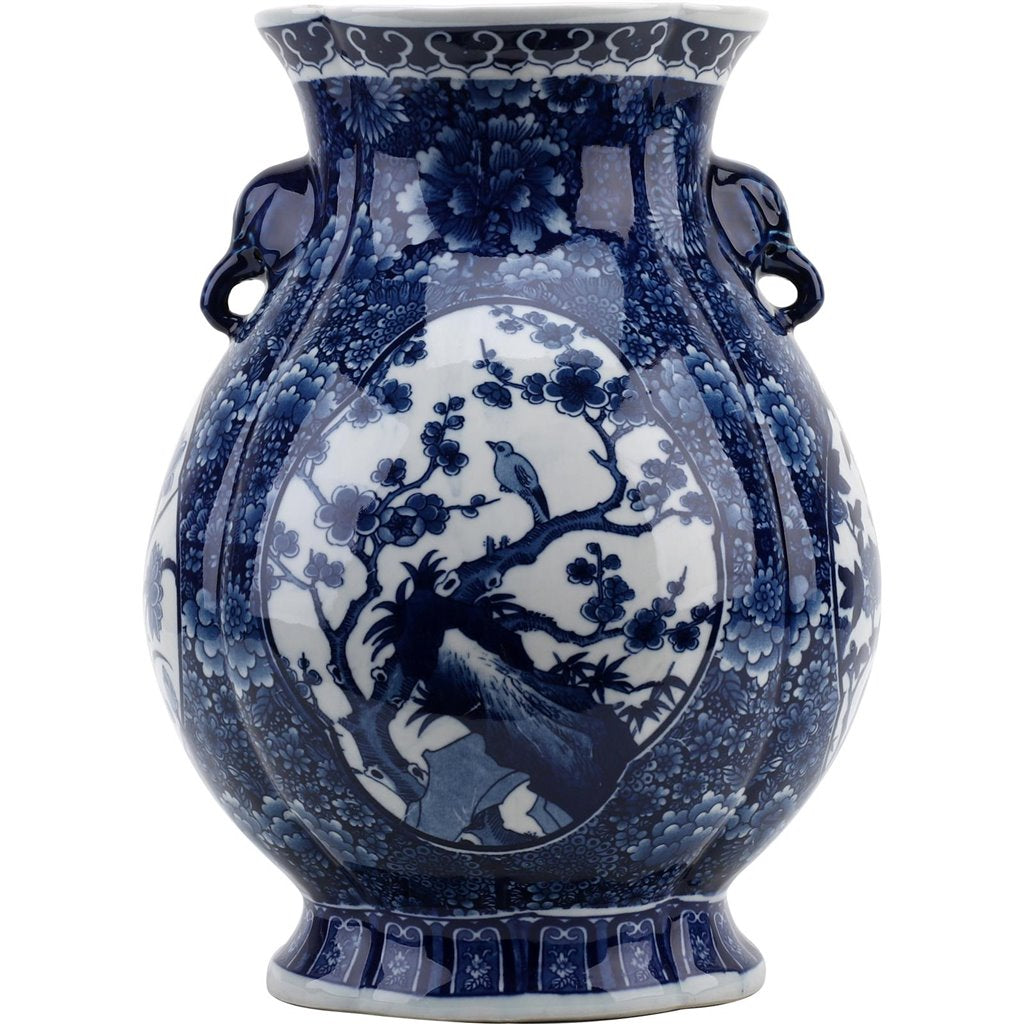 Danny's Fine Porcelain Foo Lun Vase -Blue & White