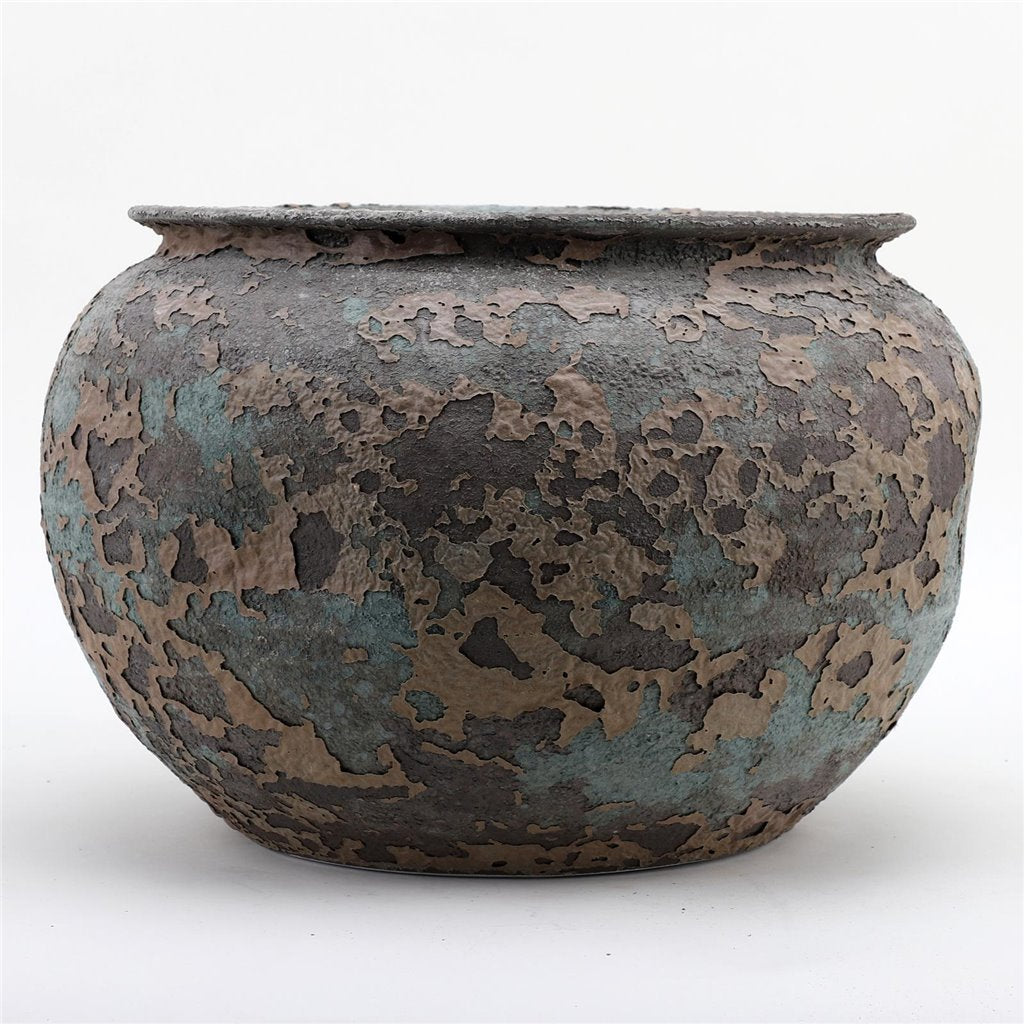 Danny's Fine Porcelain Pottery Irregular Shaped Pot Rusted Glaze