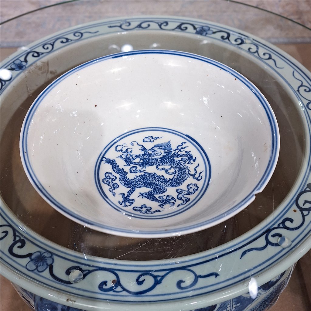 Danny's Fine Porcelain Bowl Blue & White Dragon