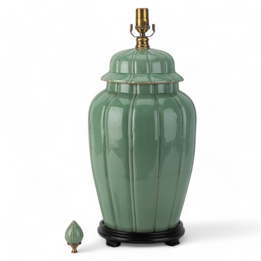 Danny's Fine Porcelain Celadon Jar Antique Finish Lamp