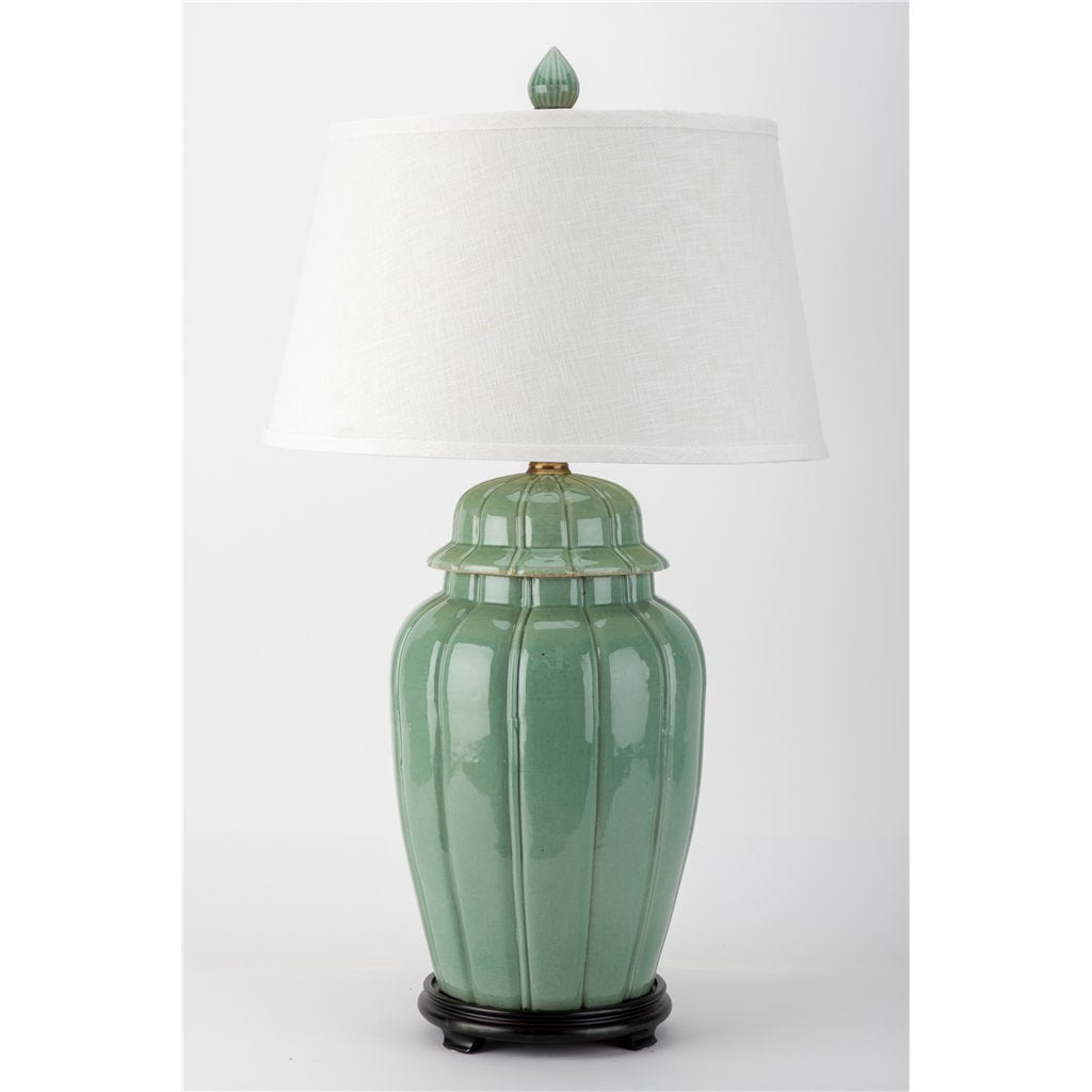 Danny's Fine Porcelain Celadon Jar Antique Finish Lamp