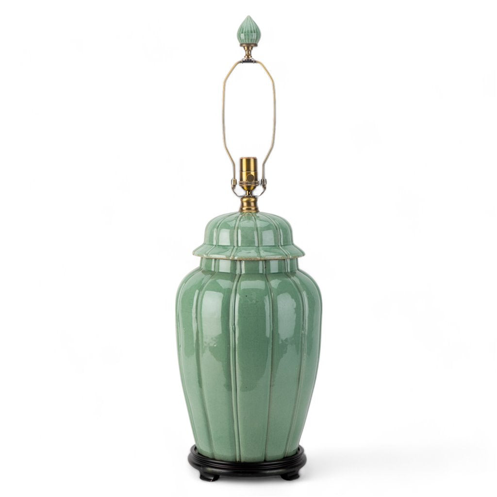Danny's Fine Porcelain Celadon Jar Antique Finish Lamp