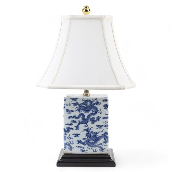 Danny's Fine Porcelain Blue & White Box Shape Lamp-Dragon