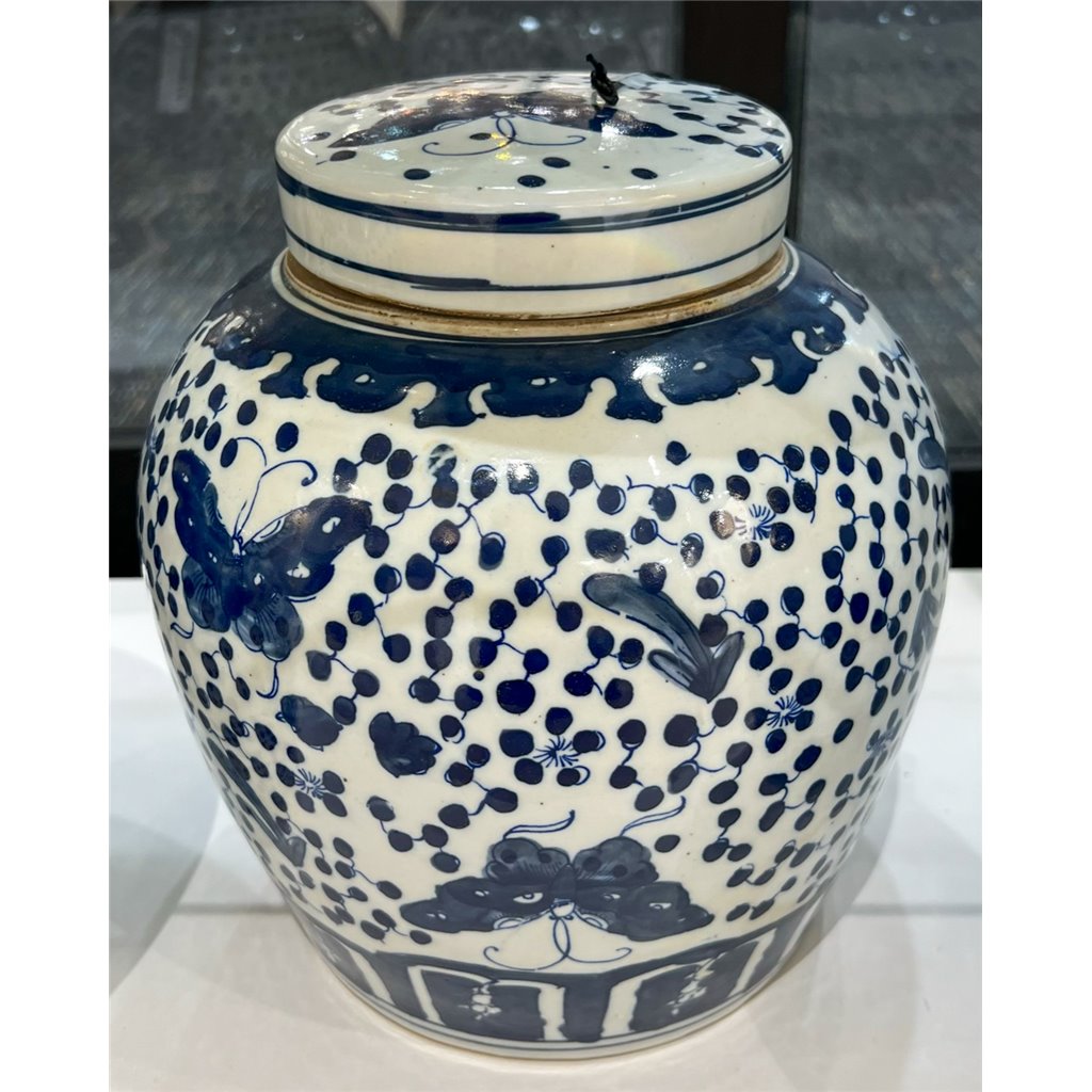 Danny's Fine Porcelain Large Bulb Jar - Butterflies