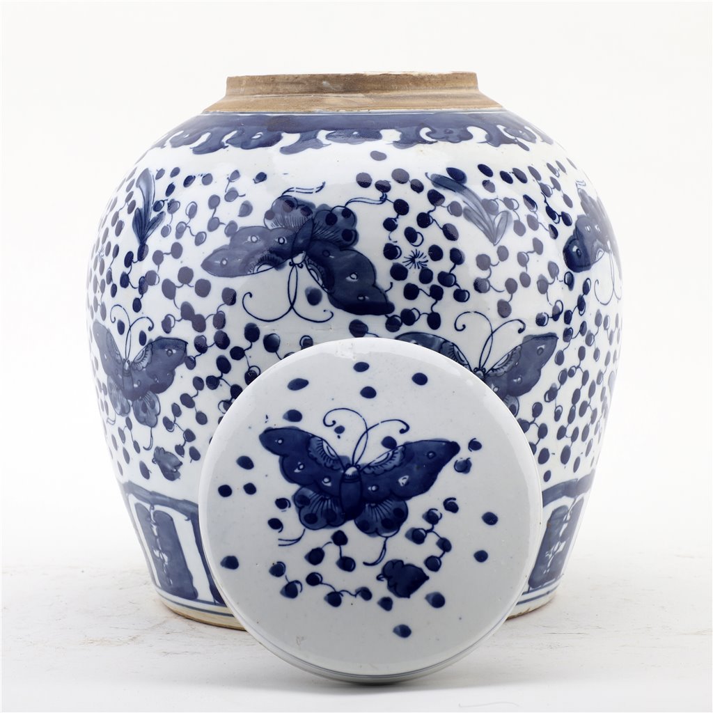 Danny's Fine Porcelain Large Bulb Jar - Butterflies
