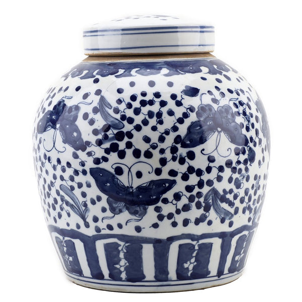 Danny's Fine Porcelain Large Bulb Jar - Butterflies