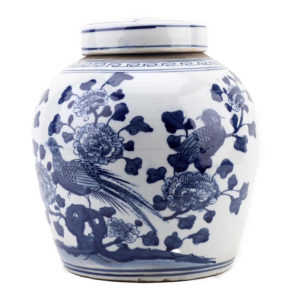 Danny's Fine Porcelain Large Bulb Jar - Floral & Bird
