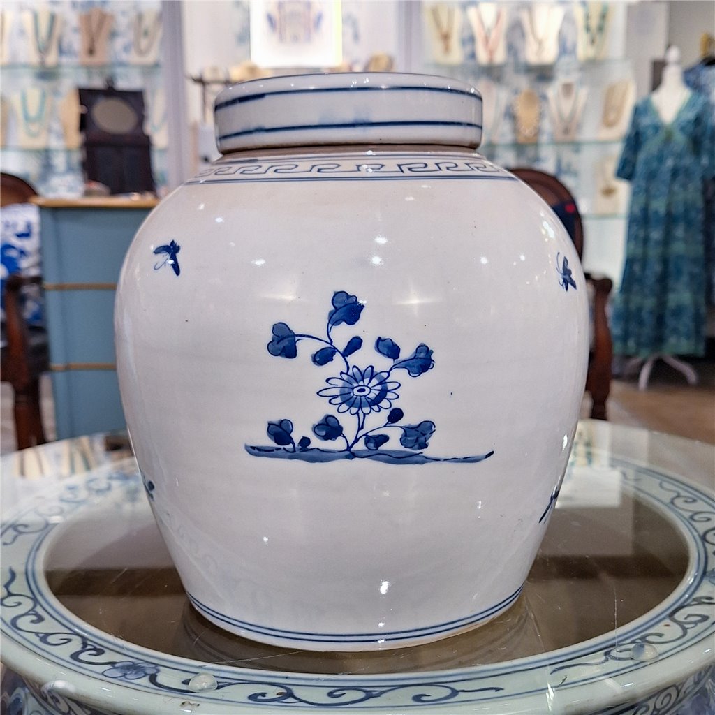 Danny's Fine Porcelain Large Bulb Jar - Floral & Bird