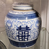 Danny's Fine Porcelain Bulb Jar -Double Happiness - Blue & White Classic