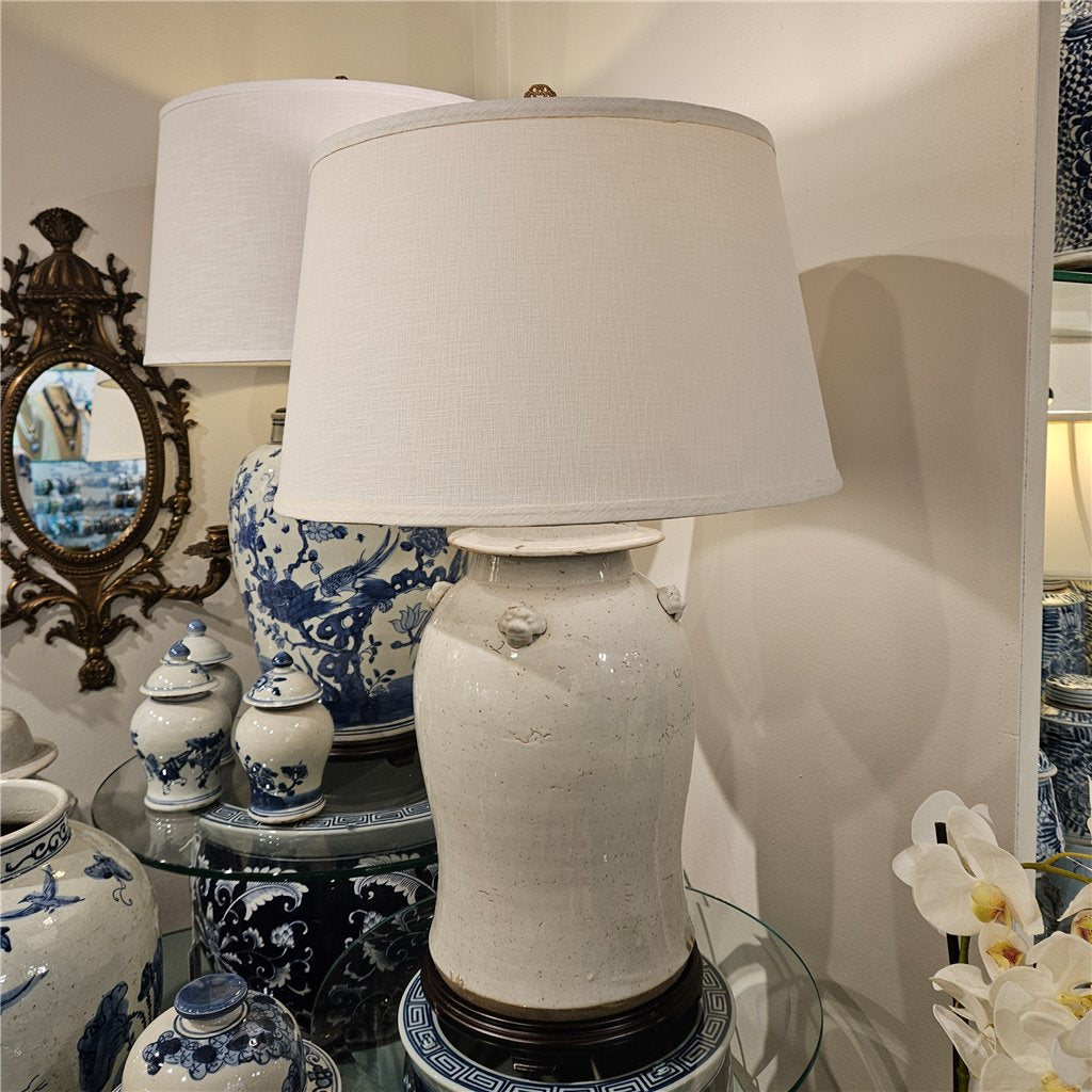 Danny's Fine Porcelain Lidded Jar Lamp- Antique White