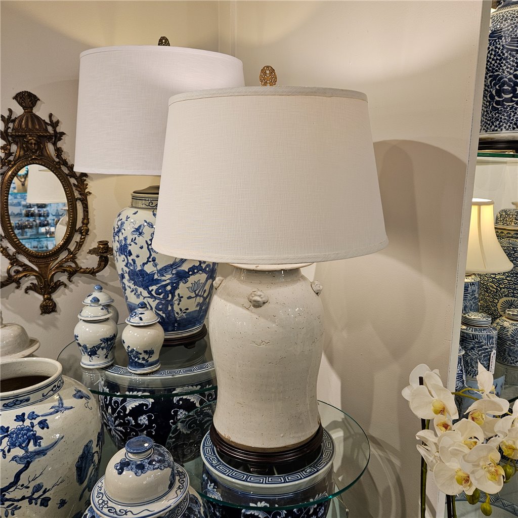 Danny's Fine Porcelain Lidded Jar Lamp- Antique White