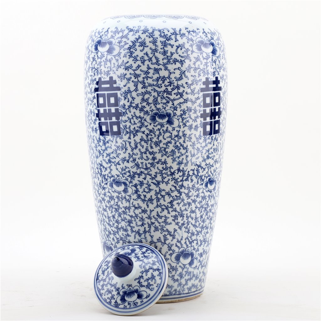 Danny's Fine Porcelain Double Happiness Long Melon Jar