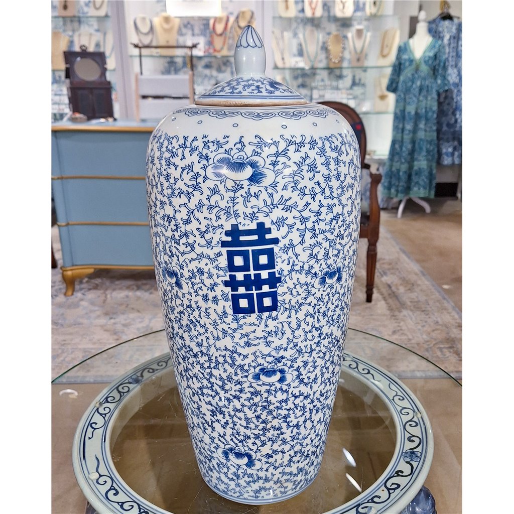 Danny's Fine Porcelain Double Happiness Long Melon Jar