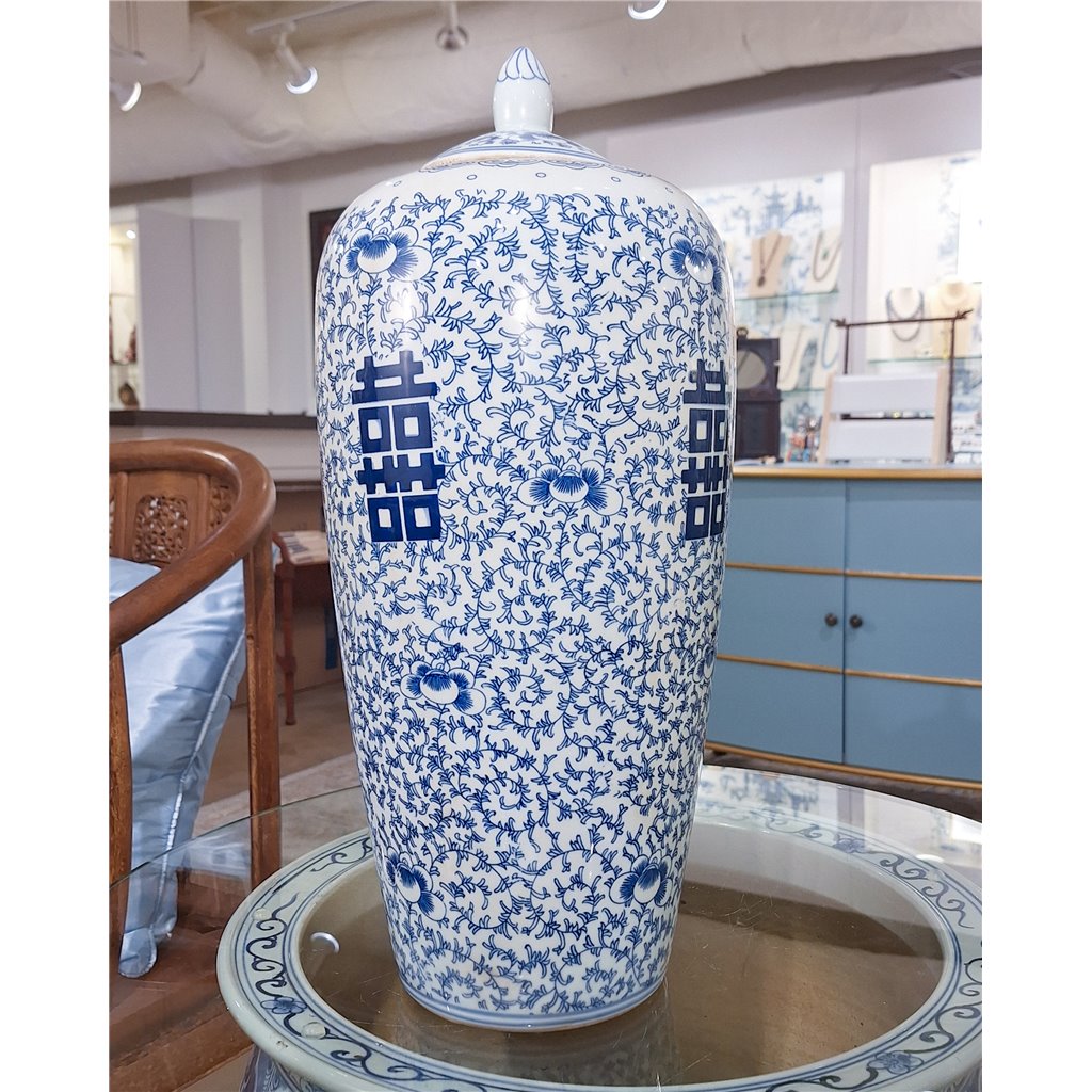 Danny's Fine Porcelain Double Happiness Long Melon Jar